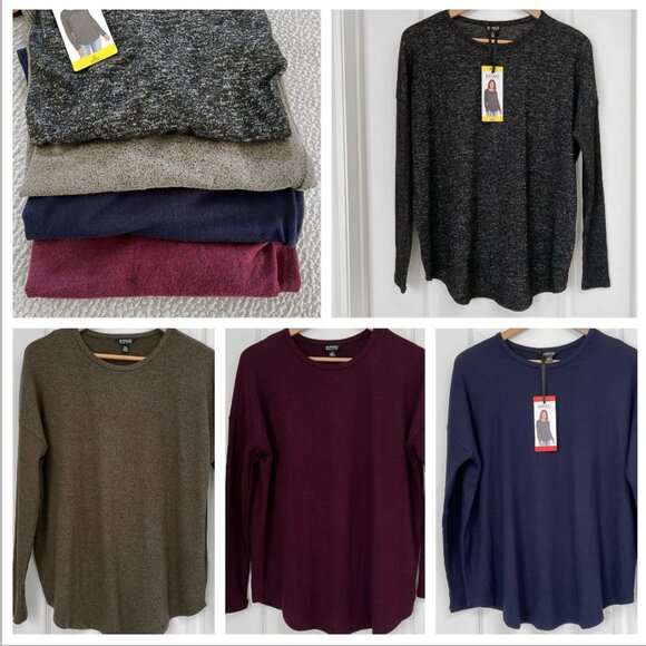 Buffalo David Bitton Womens Ribbed Sleeve Top - Burgundy - Picture 5 of 8